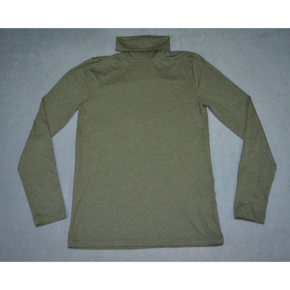 J.Crew Turtleneck T Shirt Women XS Green Cotton Minimalist Thin Base Layer